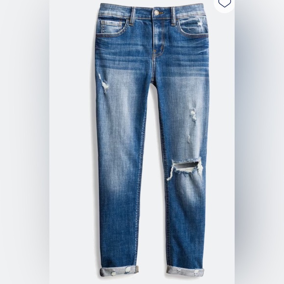 Studio Blue Mid Rise Cropped Relaxed Skinny Jeans - Picture 2 of 7